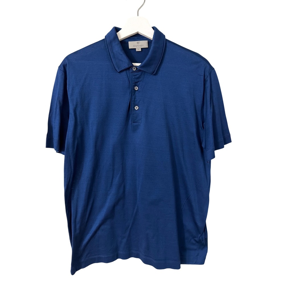 Canali 1934 Men Navy Blue 100% Cotton Short Sleeve Polo Shirt Made in Italy 52
